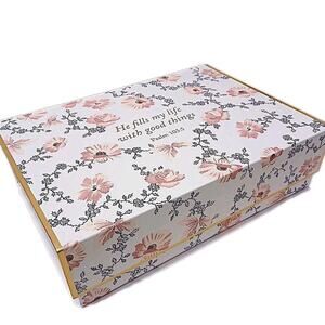 Pooch & Sweetheart STORAGE Box 12.5 x 9 BUTTERFLIES Bible Verse Gift Cottagecore